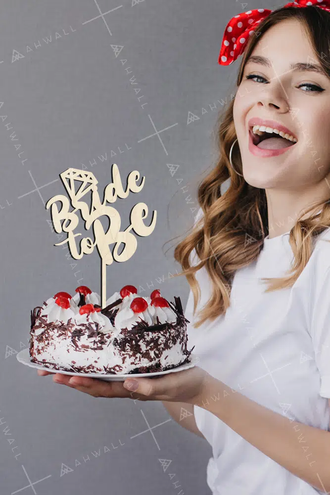 Bride To Be Yazılı Ahşap Pasta Süsü Topper - Görsel 2