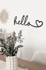Hello Yazılı Dekoratif Ahşap Tablo - Görsel 2