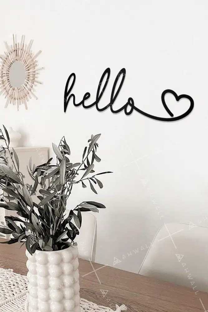 Hello Yazılı Dekoratif Ahşap Tablo - Görsel 2