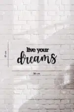Live Your Dreams Yazılı Dekoratif Ahşap Tablo - Görsel 3