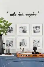Aile Her Şeydir Yazılı Dekoratif Ahşap Tablo