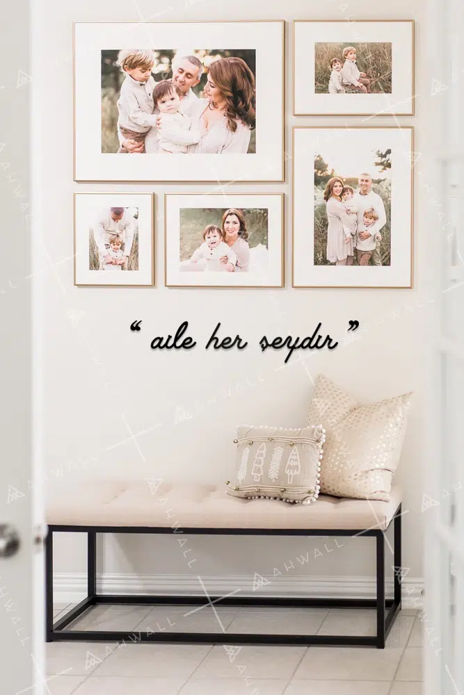 Aile Her Şeydir Yazılı Dekoratif Ahşap Tablo - Görsel 2