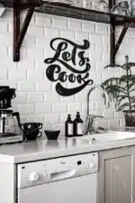 Lets Cook Yazılı Dekoratif Ahşap Tablo