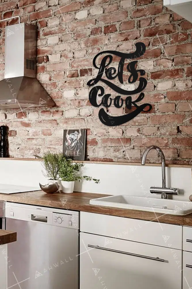 Lets Cook Yazılı Dekoratif Ahşap Tablo - Görsel 2