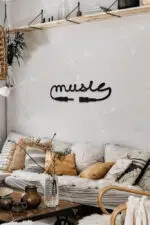 Music Yazılı Dekoratif Ahşap Tablo - Görsel 2