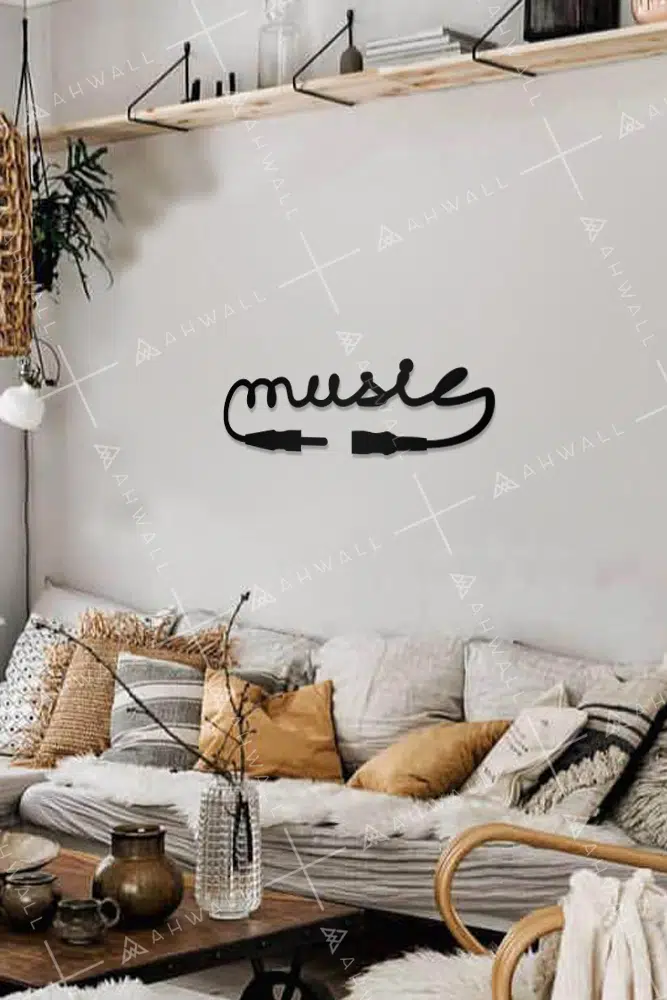 Music Yazılı Dekoratif Ahşap Tablo - Görsel 2