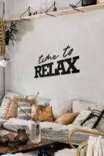 Time To Relax Yazılı Dekoratif Ahşap Tablo