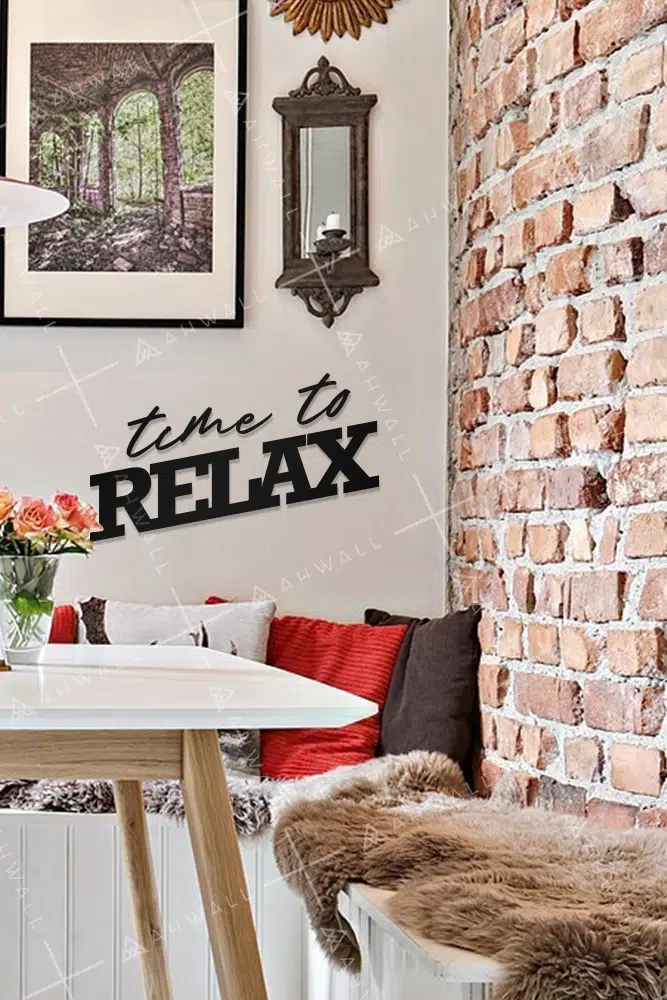 Time To Relax Yazılı Dekoratif Ahşap Tablo - Görsel 2