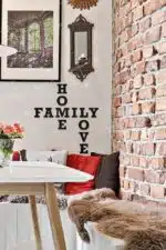 Home, Family, Love Yazılı Dekoratif Ahşap Tablo