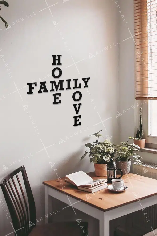 Home, Family, Love Yazılı Dekoratif Ahşap Tablo - Görsel 2