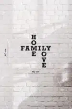Home, Family, Love Yazılı Dekoratif Ahşap Tablo - Görsel 3