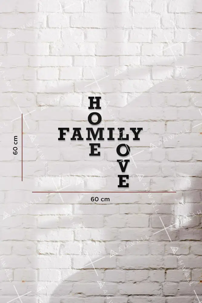 Home, Family, Love Yazılı Dekoratif Ahşap Tablo - Görsel 3
