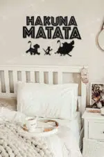 Hakuna Matata Yazılı Dekoratif Ahşap Tablo - Görsel 2