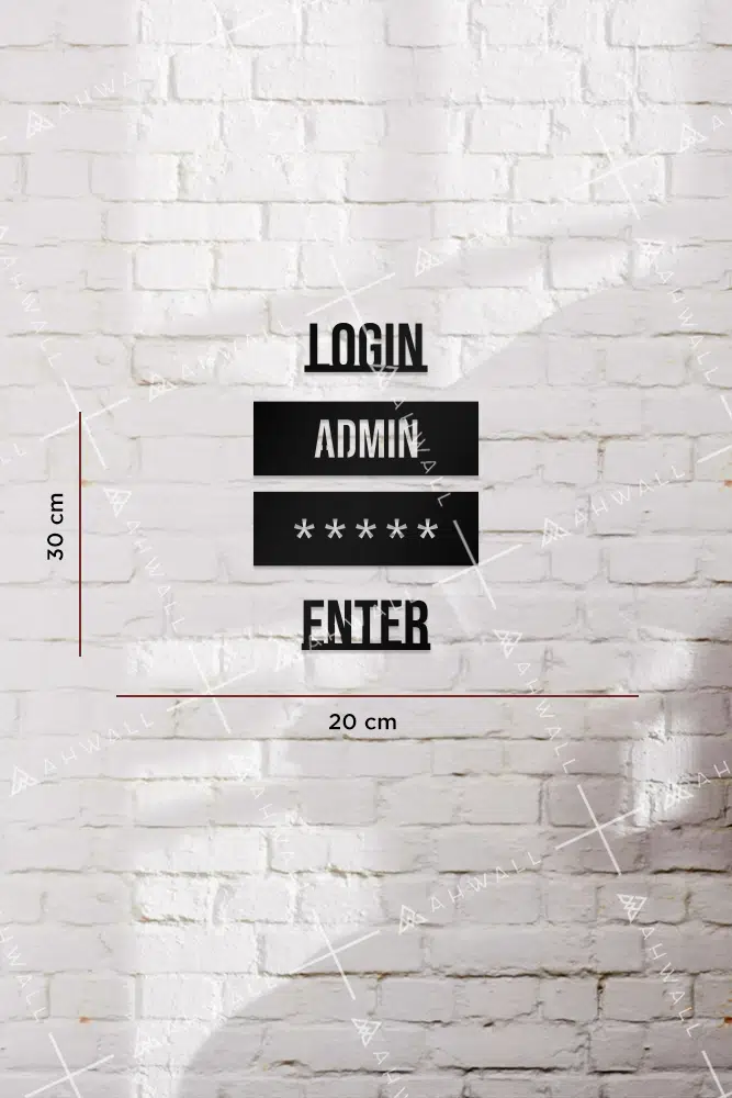 Login, Admin, Password, Enter Figürlü Dekoratif Ahşap Tablo - Görsel 3