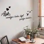 Aşk Sandığın Kadar Değil Yandığın Kadardır Yazılı Dekoratif Ahşap Tablo