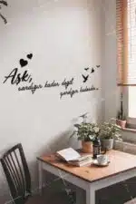 Aşk Sandığın Kadar Değil Yandığın Kadardır Yazılı Dekoratif Ahşap Tablo