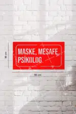 Maske, Mesafe, Psikolog Yazılı Dekoratif Ahşap Tablo - Görsel 3