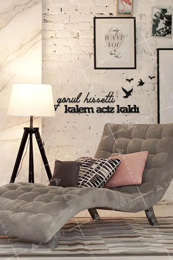 Gönül Hissetti Kalem Aciz Kaldı Yazılı Dekoratif Ahşap Tablo - Görsel 2