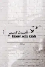 Gönül Hissetti Kalem Aciz Kaldı Yazılı Dekoratif Ahşap Tablo - Görsel 3