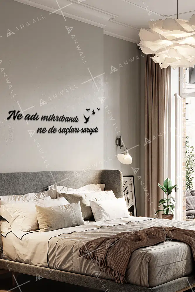 Ne Mihribandı Ne Saçları Sarıydı Yazılı Dekoratif Ahşap Tablo - Görsel 2