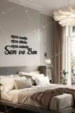 Aynı Saatte Aynı Şiirde Aynı Satırda Sen ve Ben Yazılı Dekoratif Ahşap Tablo