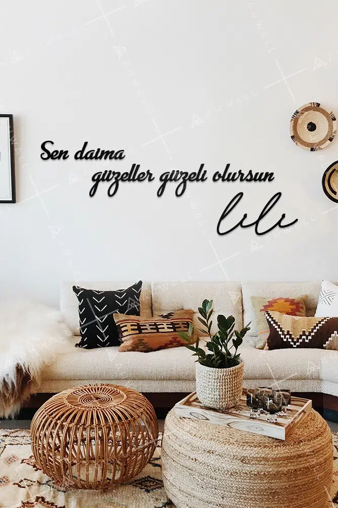Sen Daima Güzeller Güzeli Olursun Lili Yazılı Dekoratif Ahşap Tablo - Görsel 2