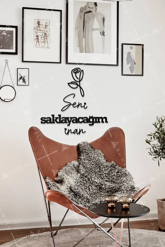 Seni Saklayacağım İnan Yazılı Dekoratif Ahşap Tablo - Görsel 2