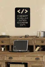 Keep Calm And Code On Yazılı Dekoratif Ahşap Tablo - Görsel 2