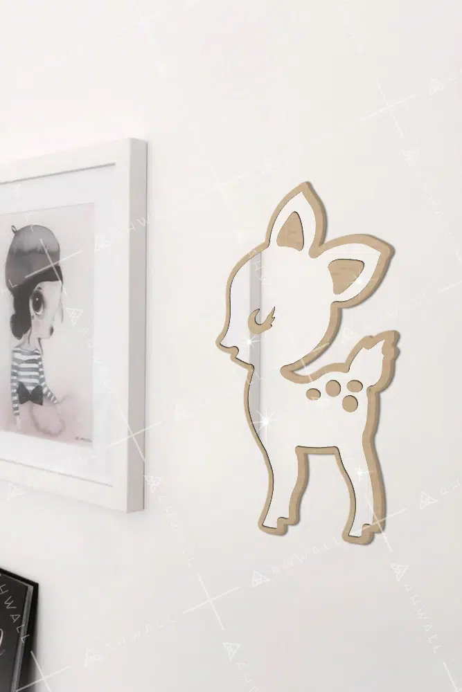 Yavru Ceylan Temalı Dekoratif Kırılmaz Pleksi Ayna - Görsel 2