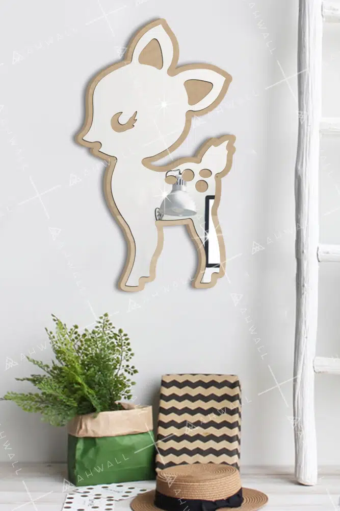 Yavru Ceylan Temalı Dekoratif Kırılmaz Pleksi Ayna - Görsel 3