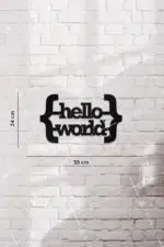 Hello World Yazılı Dekoratif Ahşap Tablo - Görsel 3