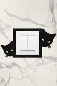 Ahşap Priz Çerçevesi Kedi Temalı