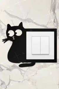 Ahşap Priz Çerçevesi Kedi Temalı