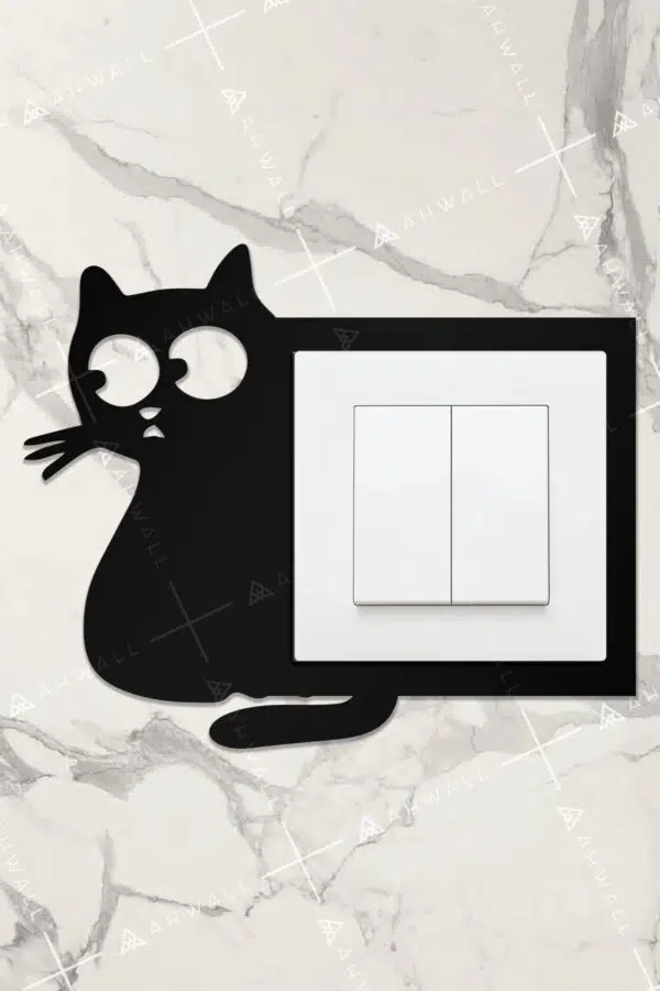 Ahşap Priz Çerçevesi Kedi Temalı