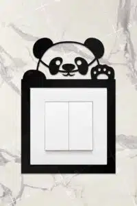 Ahşap Priz Çerçevesi Panda Temalı