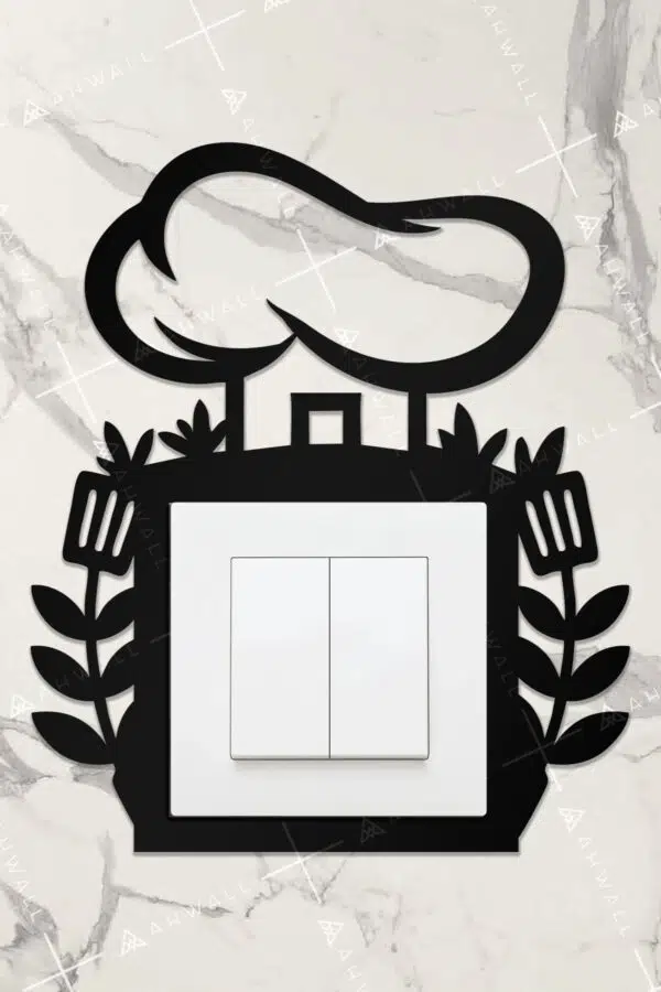 Ahşap Priz Çerçevesi Mutfak Temalı