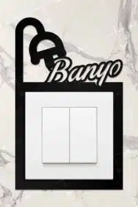 Ahşap Priz Çerçevesi Banyo Temalı
