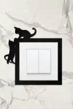 Ahşap Priz Çerçevesi Kedi Temalı