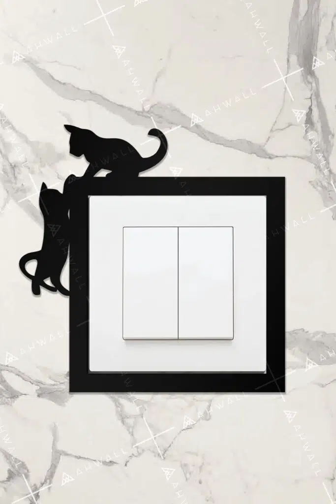 Ahşap Priz Çerçevesi Kedi Temalı