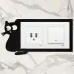 Ahşap İkili Priz Çerçevesi Kedi Temalı