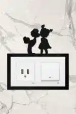 Ahşap İkili Priz Çerçevesi Çocuklar Temalı