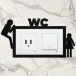 Ahşap İkili Priz Çerçevesi WC, Tuvalet Temalı