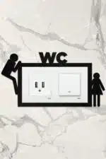Ahşap İkili Priz Çerçevesi WC, Tuvalet Temalı