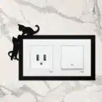 Ahşap İkili Priz Çerçevesi Kedi Temalı