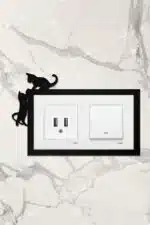 Ahşap İkili Priz Çerçevesi Kedi Temalı