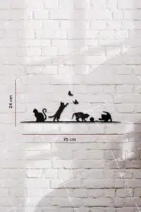 Kedi Temalı Ahşap Kapı ve Ayna Üstü Köşe Süsü - Görsel 2