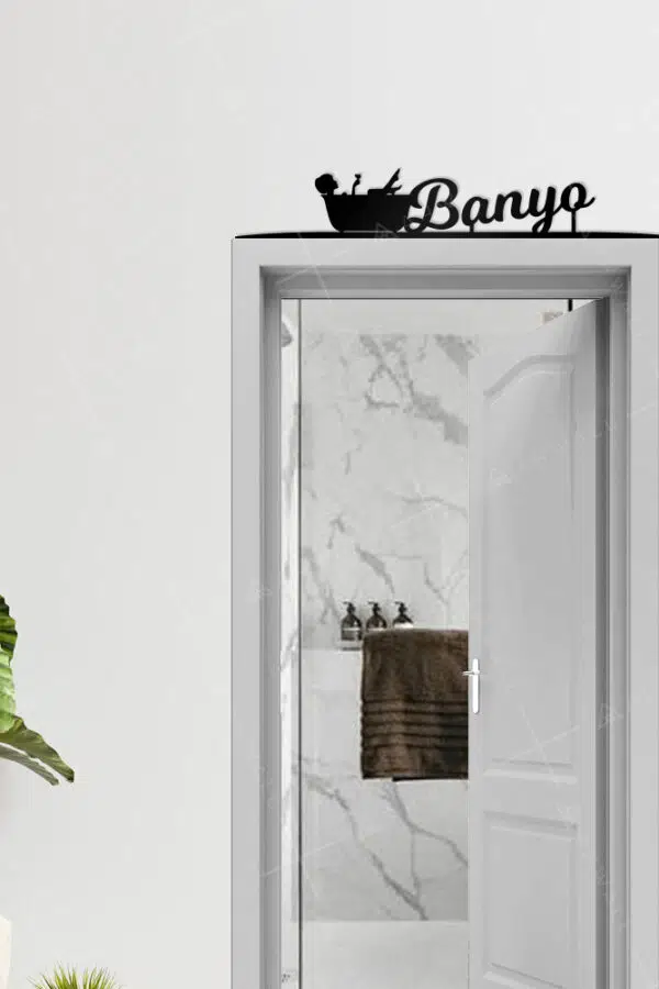 Banyo Yazılı Ahşap Kapı ve Ayna Üstü Köşe Süsü