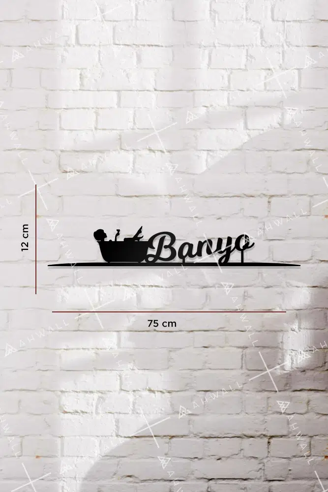 Banyo Yazılı Ahşap Kapı ve Ayna Üstü Köşe Süsü - Görsel 2