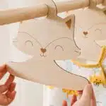 Kedi Temalı Ahşap Bebek Elbise Askısı 3'lü Set