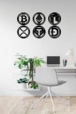 Bitcoin, Ethereum, Neo, Ripple, Tether, Doge Kripto Seti Dekoratif Ahşap Tablo - Görsel 2